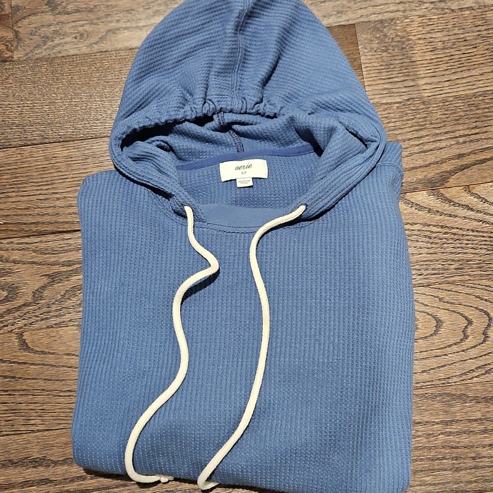 Aerie Blue Waffle Pullover